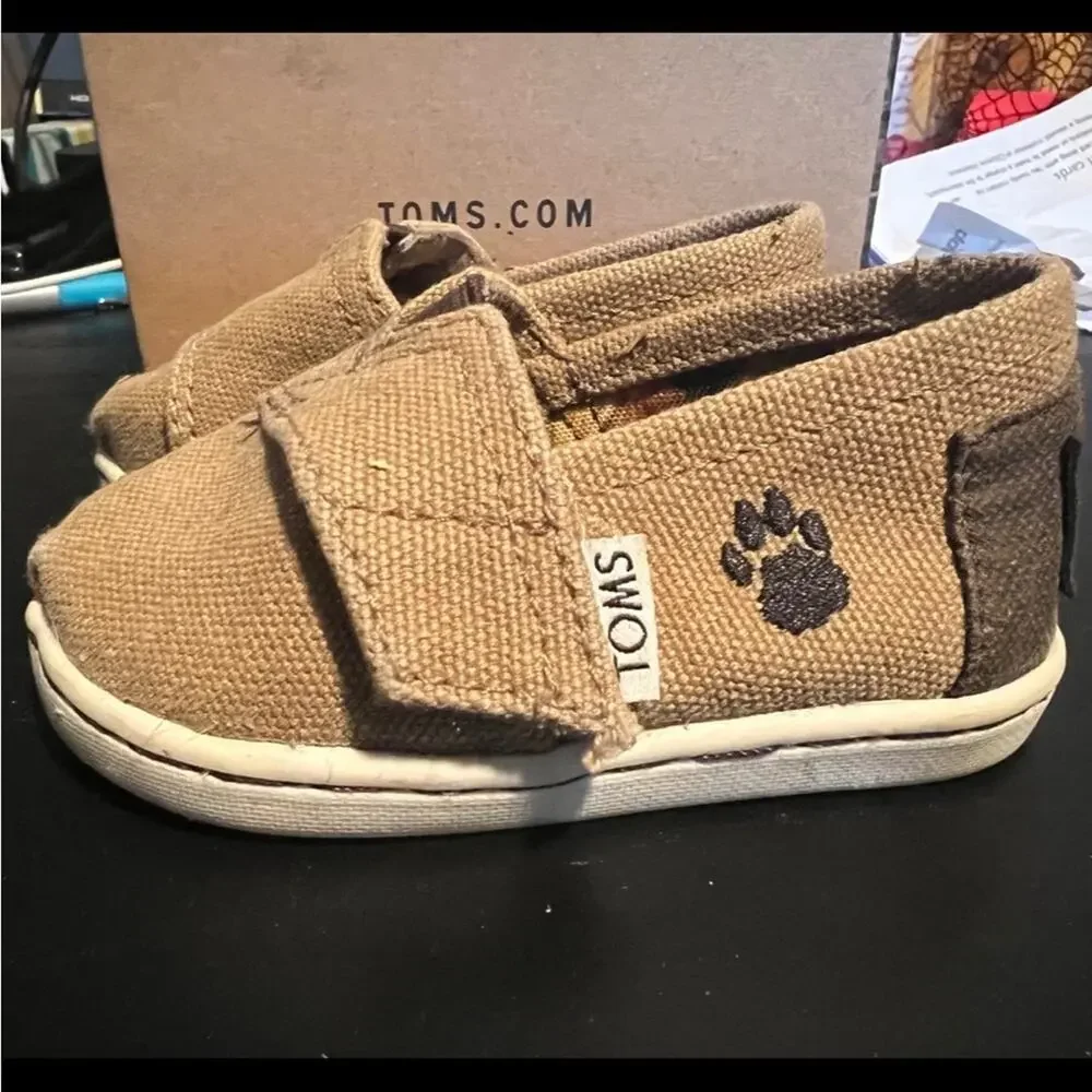 Toms Tiny Toddler Tan Classic Shoes - Lion